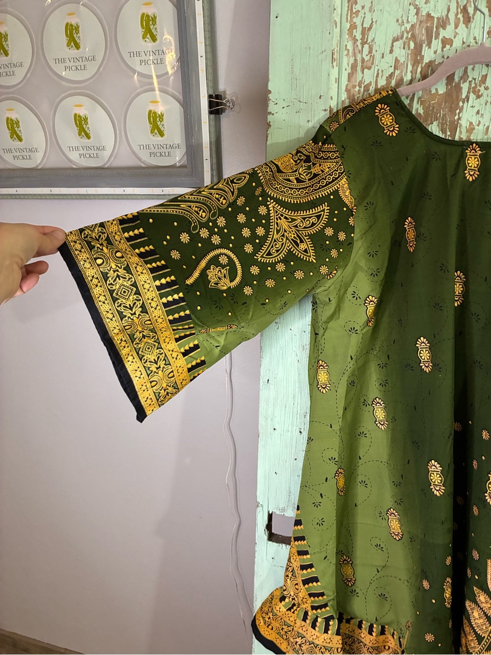 Women’s NWT Lapogee Green & gold Tunic Top - Picture 3 of 7